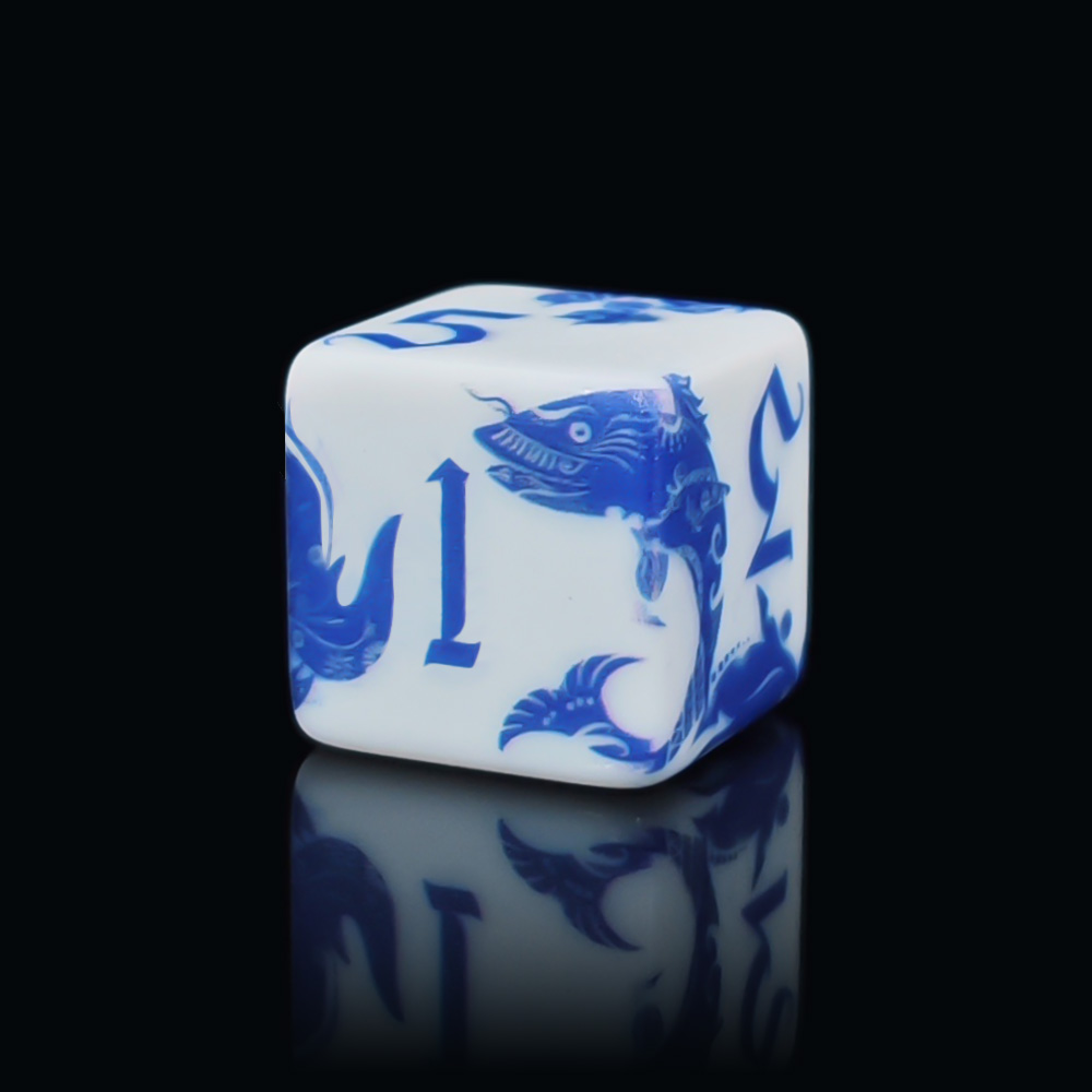 12개 블루 앤 화이트 도자기 잉어 모양 D6 주사위, - Board Game Live 리뷰 및 가격